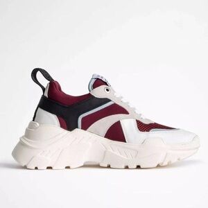 Zadig & Voltaire White and Burgundy Sneakers